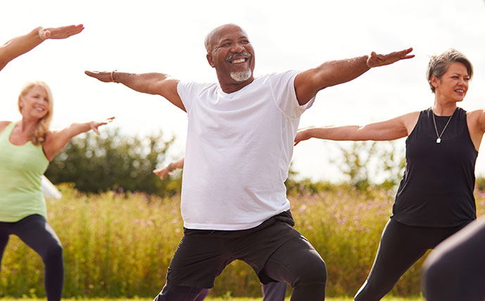 People practicing outdoor activities for wellness
