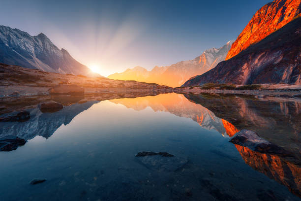 Sunset over the Himalayan mountains